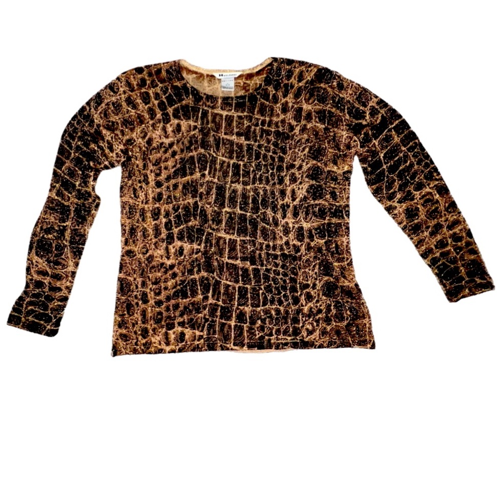 NYGARD COLLECTION Animal print Silk Blend Blouse Size Large NWOT